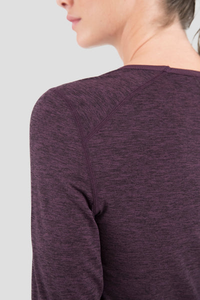 Women's Cloud Nine Midweight Performance Baselayer Scoop Shirt | Color: Blackberry Melange |  #color_blackberry-melange