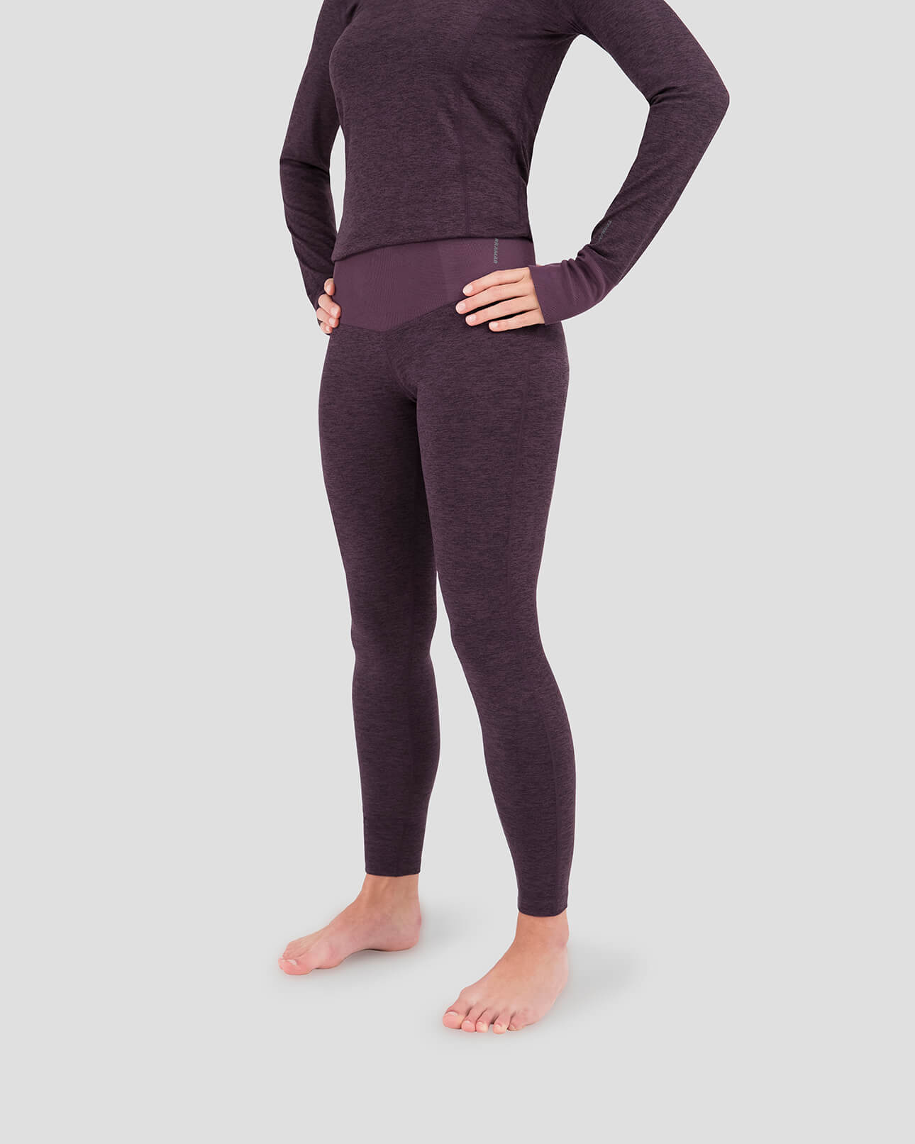 Women's Cloud Nine Midweight Performance Baselayer Leggings | Color: Blackberry Melange |  #color_blackberry-melange