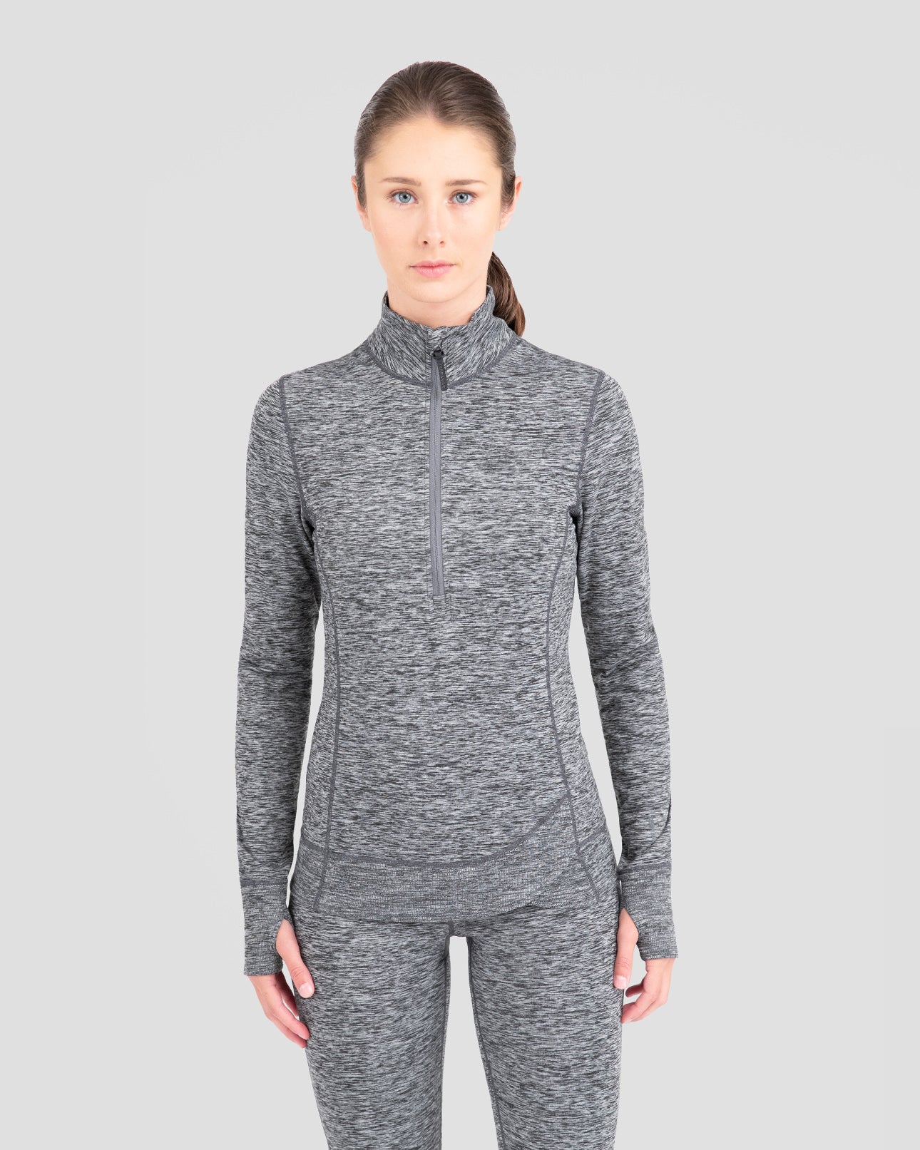 Women's Cloud Nine Performance Half Zip | Color: Dark Grey Melange | #color_dark-grey-melange