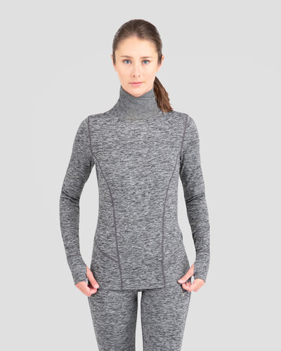 Women's Cloud Nine Midweight Performance Thermal Turtleneck | Color: Dark Grey Melange