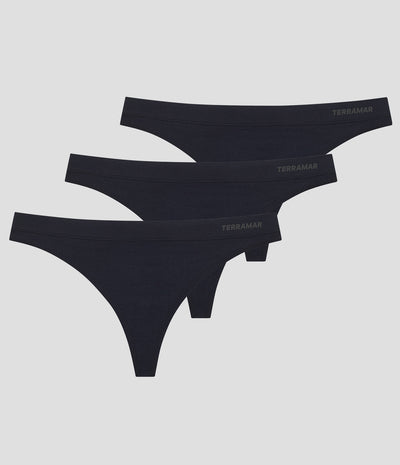 Women's Seamless Thong Underwear (3 Pack) | Color: Black/Black/Black | #color_black-black-black