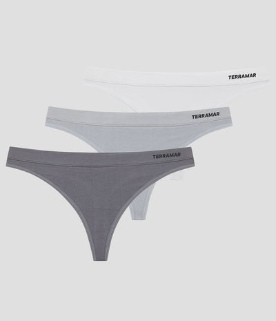 Women's Seamless Thong Underwear (3 Pack) | Color: Castlerock/Mindful Grey/Athletic Grey | #color_castlerock-mindful-grey-athletic-grey