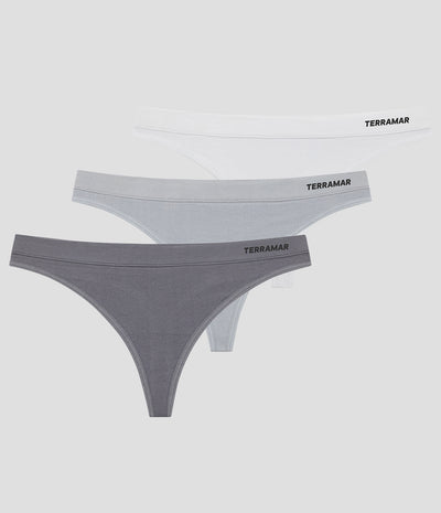 Women's Seamless Thong Underwear (3 Pack) | Color: Castlerock/Mindful Grey/Athletic Grey