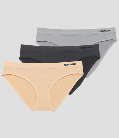 Women's Seamless Bikini Underwear (3 Pack) | Color: Nude/Black/Hi-Rise