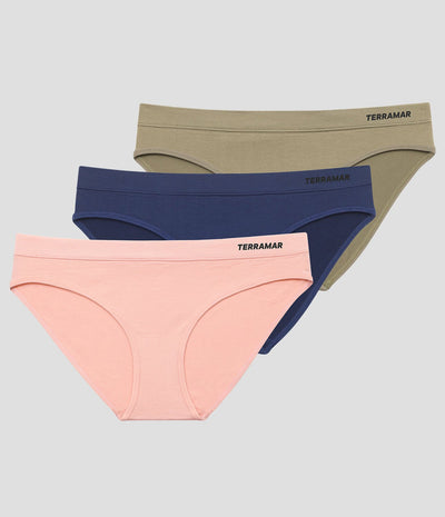 Women's Seamless Bikini Underwear (3 Pack) | Color: Pink Haze/Natural Indigo/True Camo