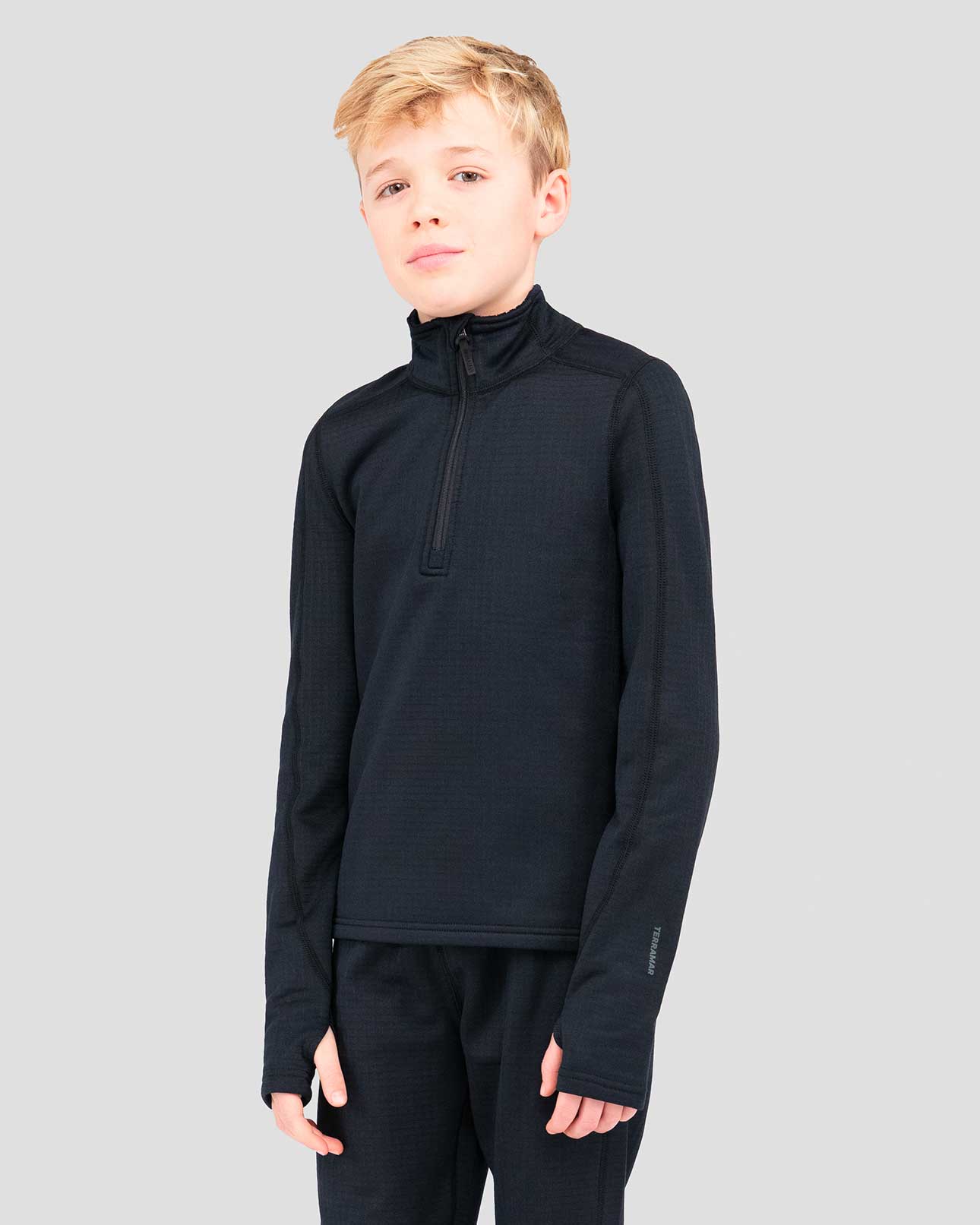 Kids' Ecolator® Heavyweight Performance Half-Zip Baselayer Top | Color: Black