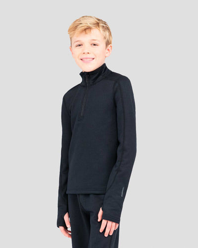 Kids' Ecolator® Heavyweight Performance Half-Zip Baselayer Top | Color: Black