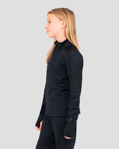 Kids' Ecolator® Heavyweight Performance Half-Zip Baselayer Top | Color: Black