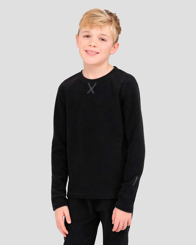 Kids' Thermafleece® Expedition Weight Thermal Baselayer 2-Piece Set | Color: Black | #color_black