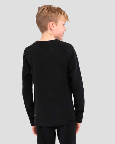 Kids' Thermafleece® Expedition Weight Thermal Baselayer 2-Piece Set | Color: Black | #color_black