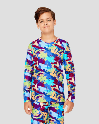 Kids' Thermafleece® Expedition Weight Thermal Baselayer 2-Piece Set | Color: Wild Camo | #color_wild-camo