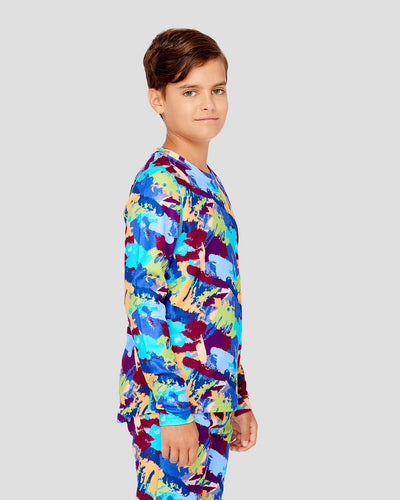 Kids' Thermafleece® Expedition Weight Thermal Baselayer 2-Piece Set | Color: Wild Camo | #color_wild-camo