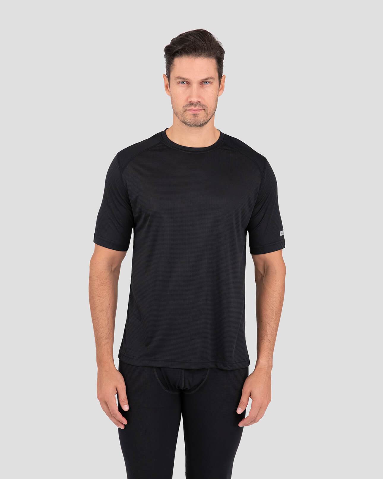Men's Transport® Lightweight Recycled Polyester Thermal Short-Sleeve Shirt | Color: Black