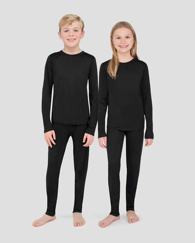 Kids' Free Ride Heritage Midweight Thermal Baselayer 2-Piece Set | Color: Black | #color_black
