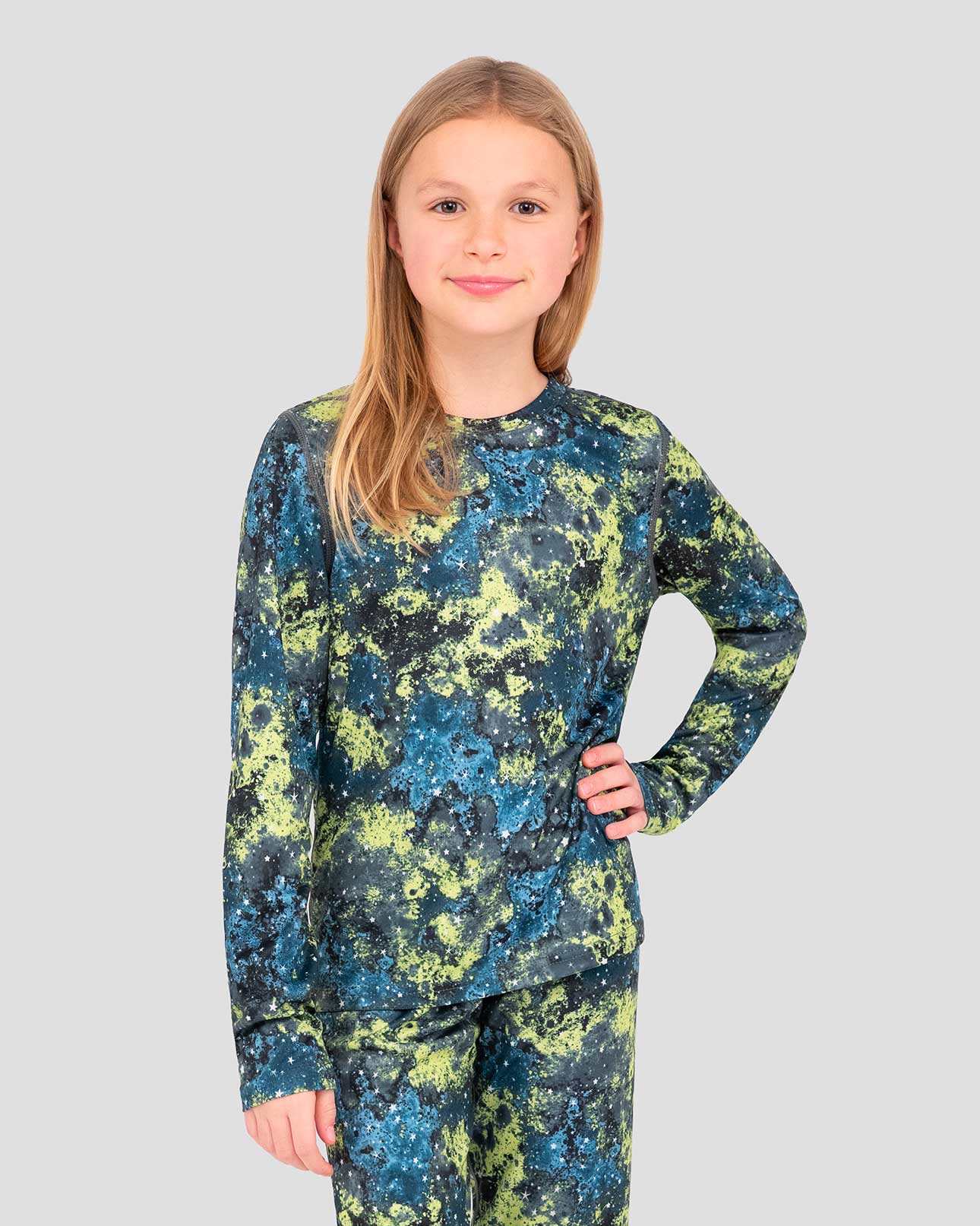 Kids' Free Ride Heritage Midweight Thermal Baselayer 2-Piece Set | Color: Speedy Galaxy