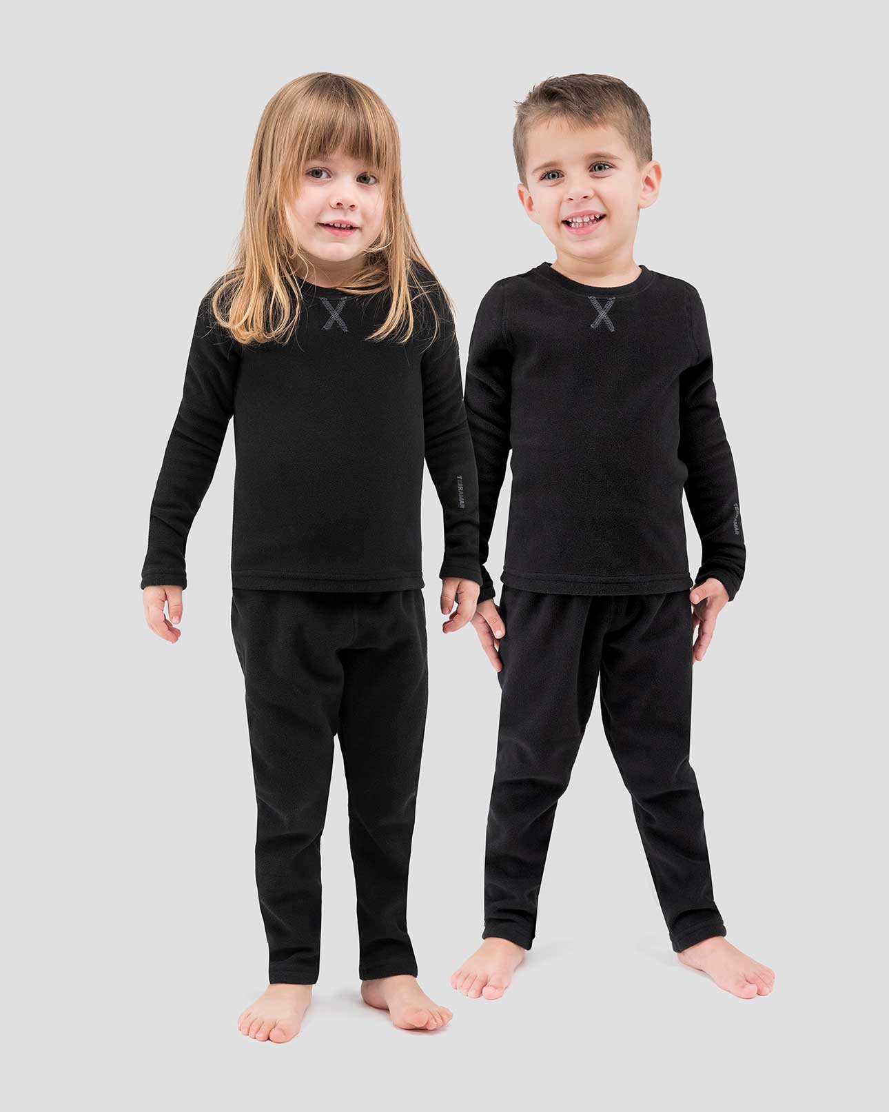 Kids' Thermafleece® Expedition Weight Thermal Baselayer 2-Piece Set | Color: Black | #color_black