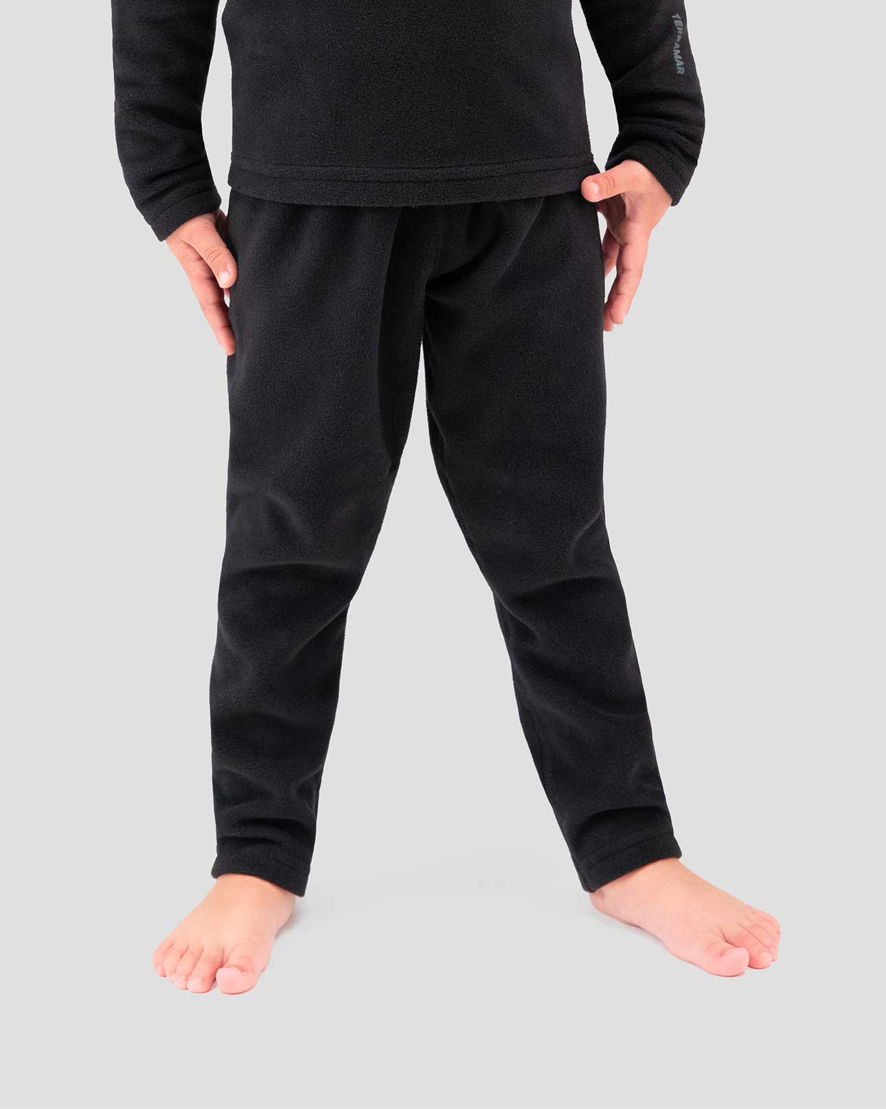 Kids' Thermafleece® Expedition Weight Thermal Baselayer 2-Piece Set | Color: Black | #color_black