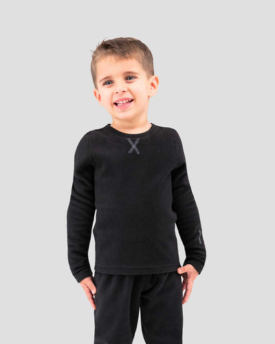 Kids' Thermafleece® Expedition Weight Thermal Baselayer 2-Piece Set | Color: Black | #color_black