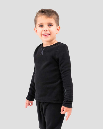 Kids' Thermafleece® Expedition Weight Thermal Baselayer 2-Piece Set | Color: Black | #color_black