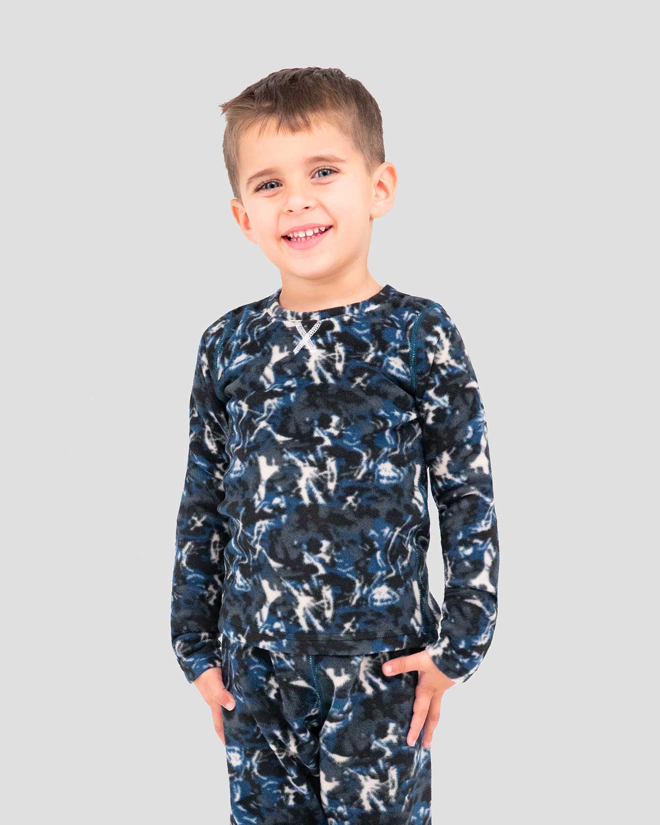 Kids' Thermafleece® Expedition Weight Thermal Baselayer 2-Piece Set | Color: In Motion Print