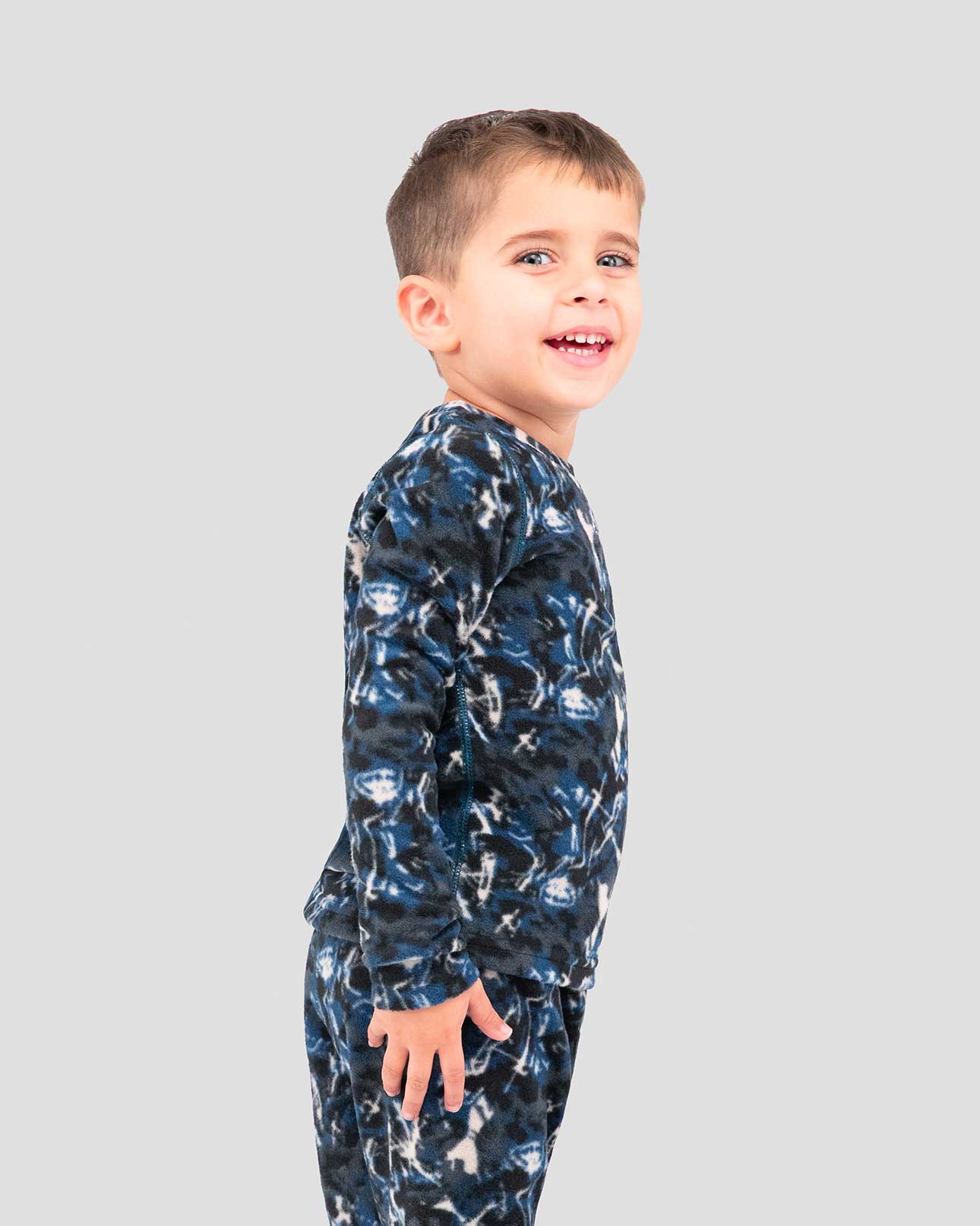 Kids' Thermafleece® Expedition Weight Thermal Baselayer 2-Piece Set | Color: In Motion Print