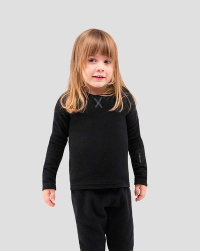 Kids' Thermafleece® Expedition Weight Thermal Baselayer 2-Piece Set | Color: Black | #color_black
