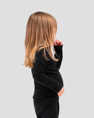 Kids' Thermafleece® Expedition Weight Thermal Baselayer 2-Piece Set | Color: Black | #color_black