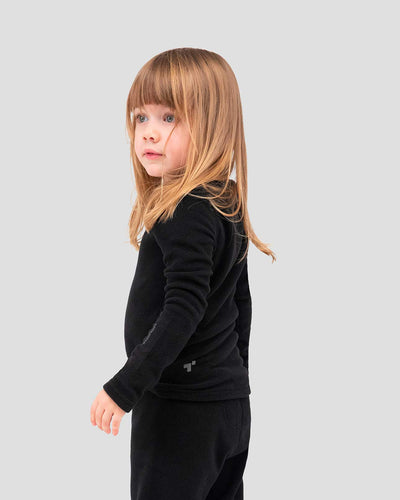 Kids' Thermafleece® Expedition Weight Thermal Baselayer 2-Piece Set | Color: Black | #color_black
