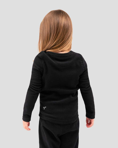 Kids' Thermafleece® Expedition Weight Thermal Baselayer 2-Piece Set | Color: Black | #color_black