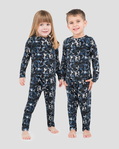 Kids' Thermafleece® Expedition Weight Thermal Baselayer 2-Piece Set | Color: In Motion Print